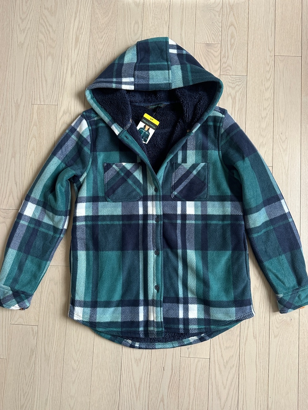 🆕🌷Women’s Hooded Plaid Shacket in Green and Navy size Small